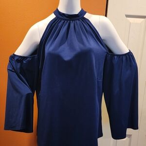 Eloquii Blue Cut Out Blouse